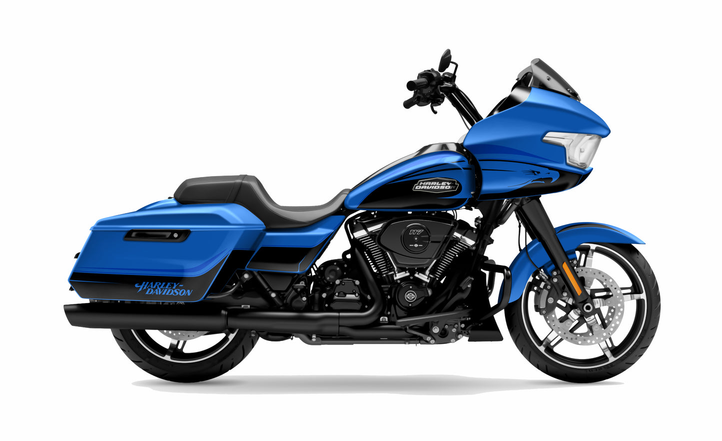 TORQUE - BLUE Harley Davidson RoadGlide (FLTRX) Half Graphics Kit