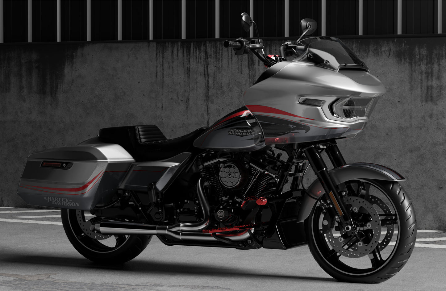 TORQUE - GREY Harley Davidson RoadGlide (FLTRX) Half Graphics Kit